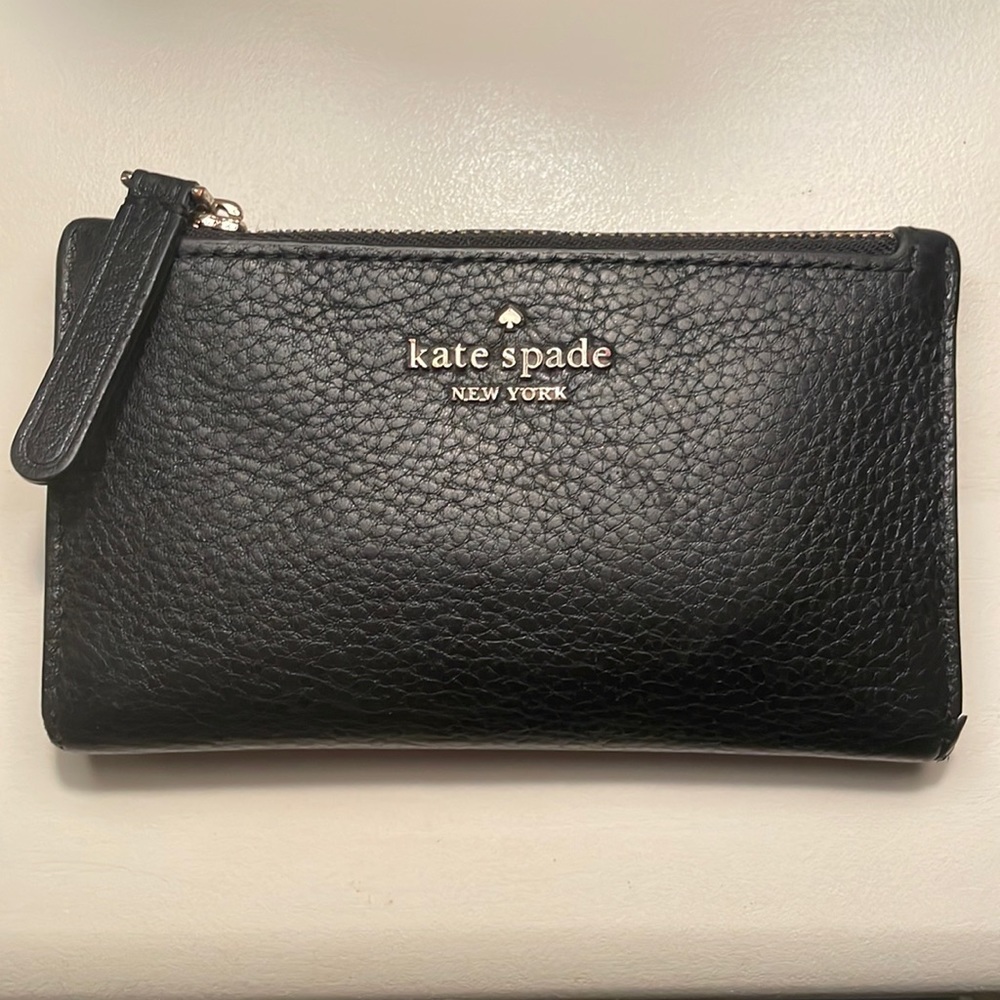 Black Kate Spade Pebble Leather Wallet